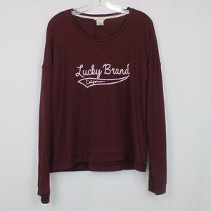 Lucky Brand Maroon XL Long Sleeve Relaxed Soft Pull Over Sweater
